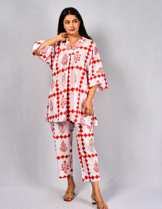 Red Aarya Co-ord Set