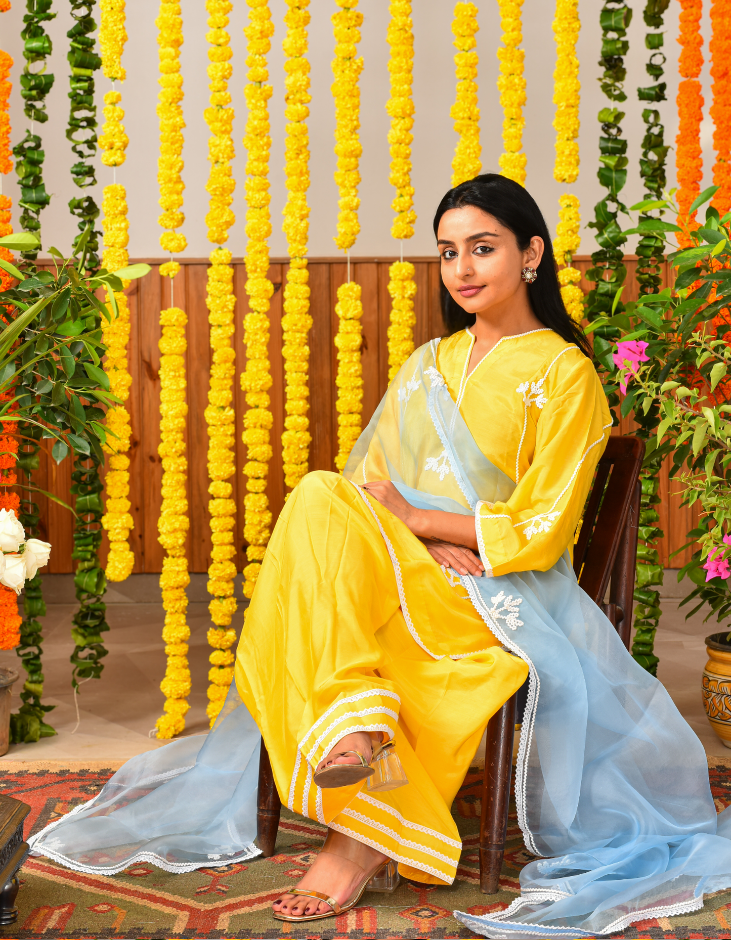 Yellow-Blue Fiza Farshi Set