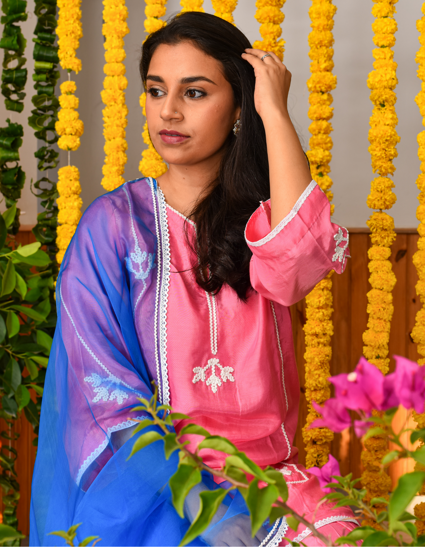 Pink-Blue Fiza Farshi Set