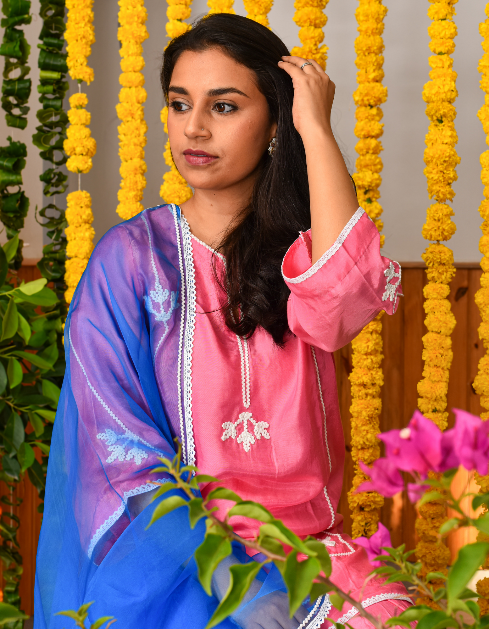 Pink-Blue Fiza Farshi Set