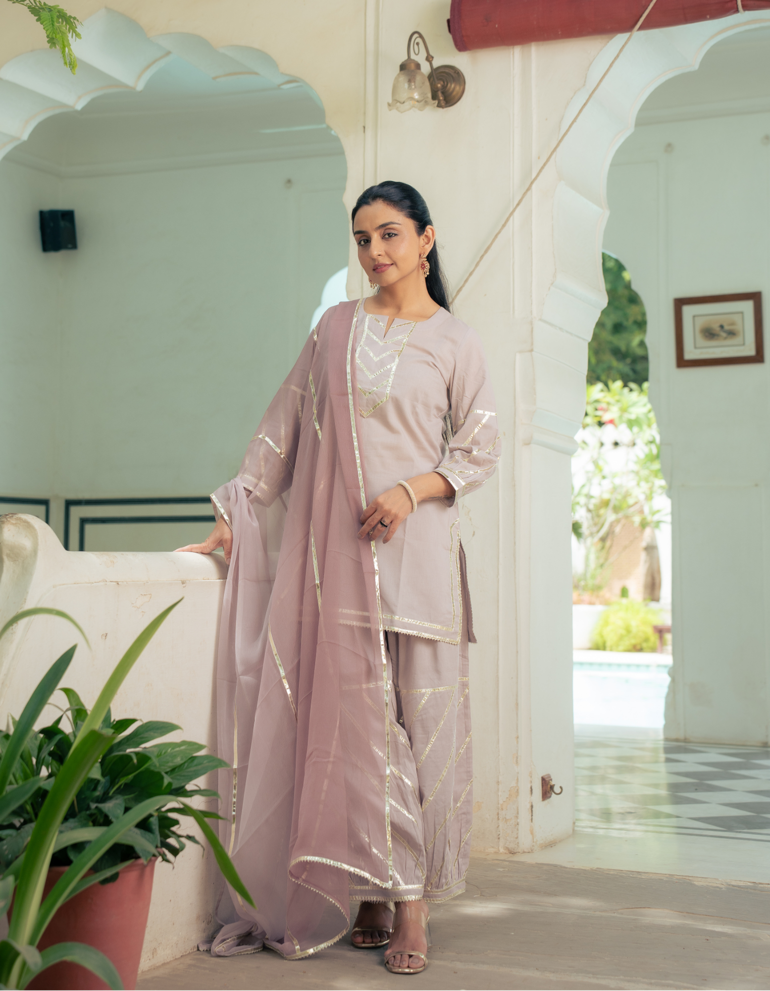 Mauve Gota Farshi Set