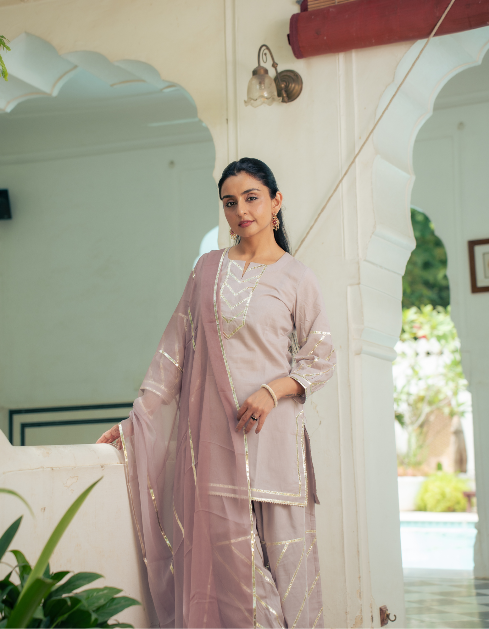 Mauve Gota Farshi Set