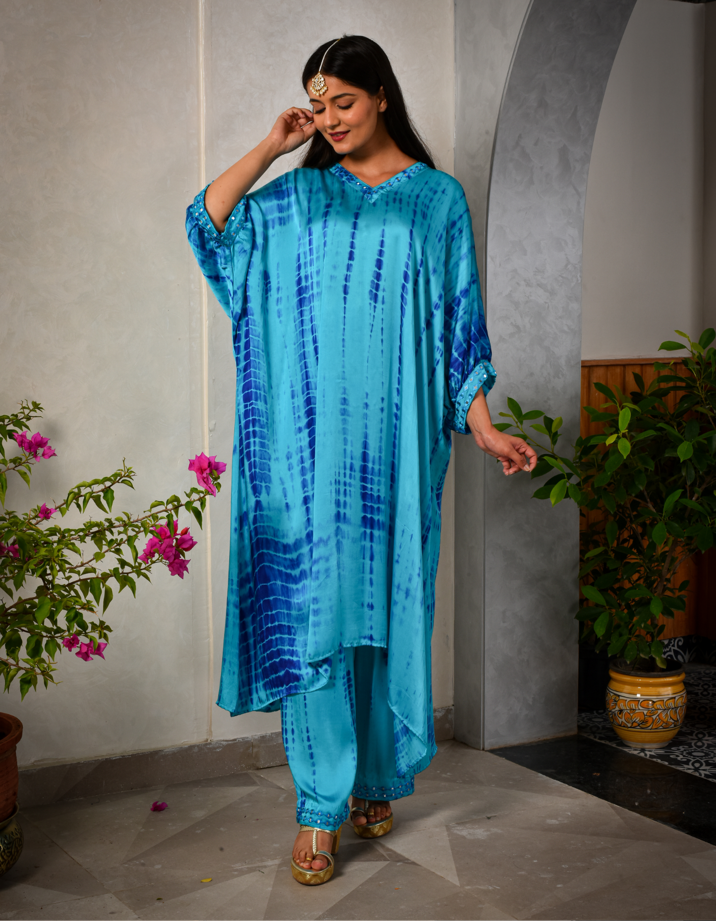 Blue Shibori Kaftan Set