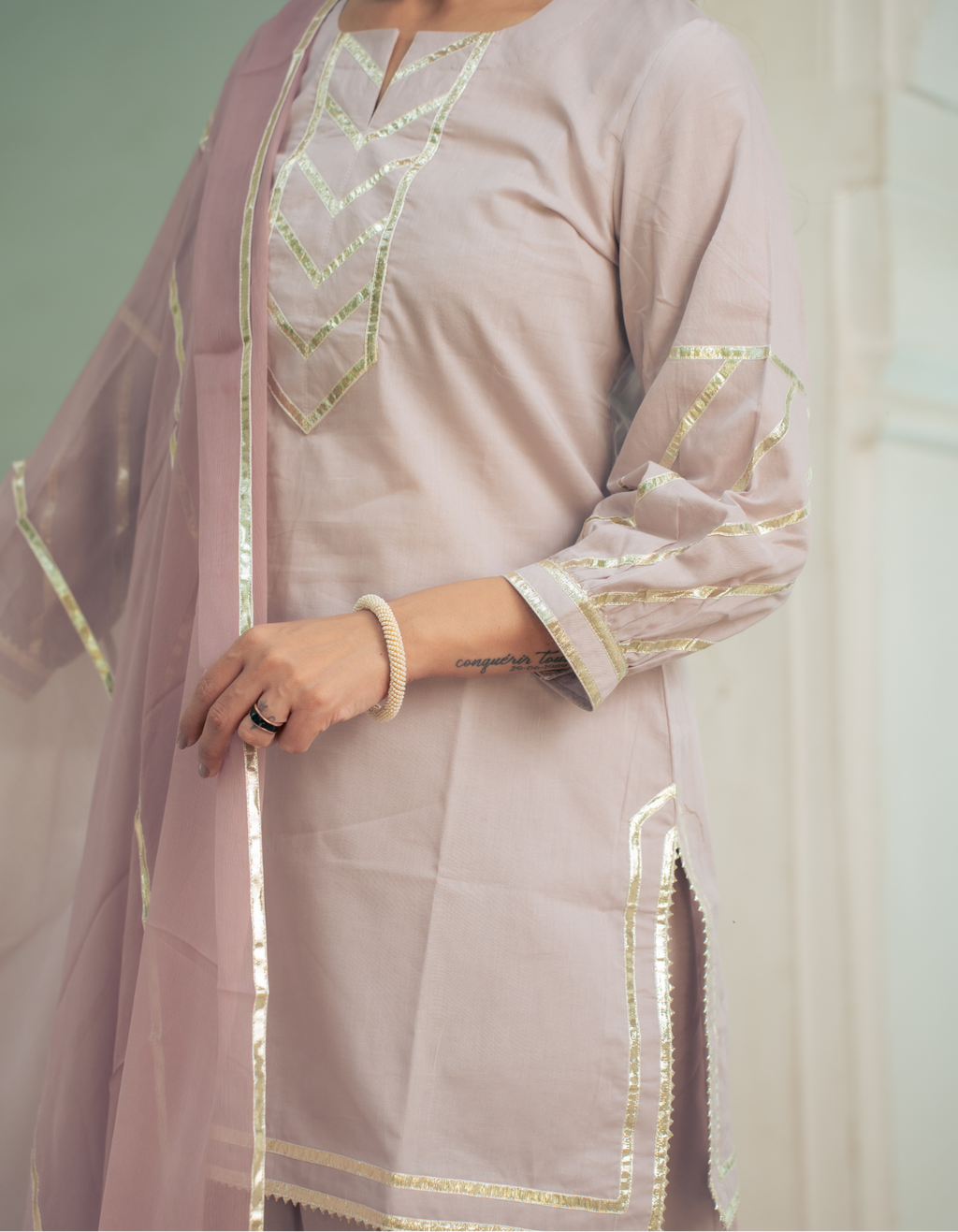 Mauve Gota Farshi Set