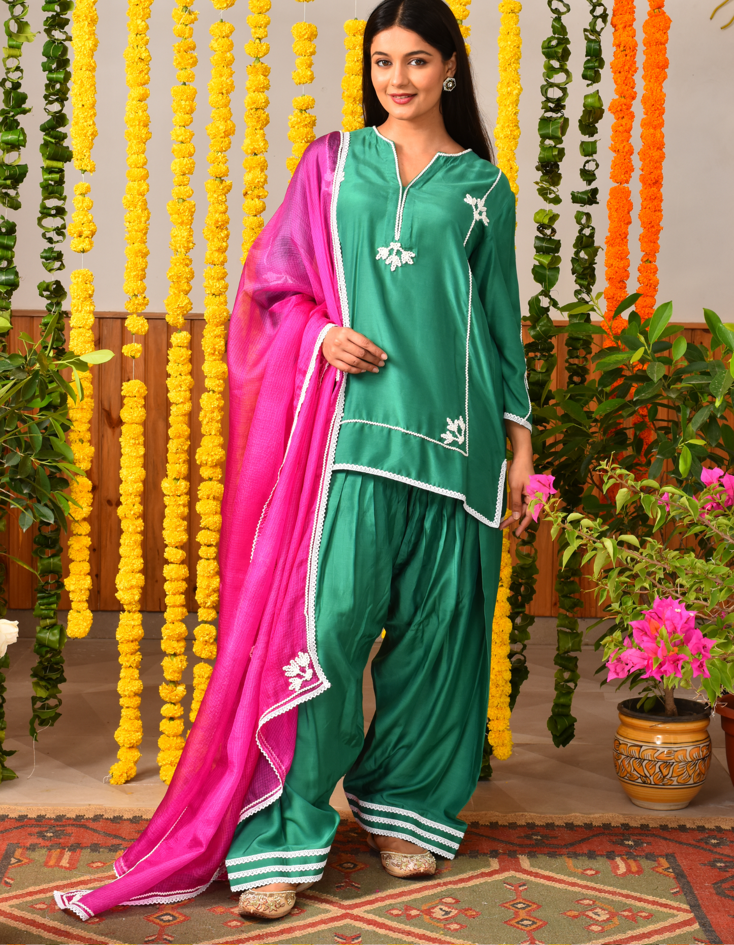 Green-Pink Fiza Farshi Set