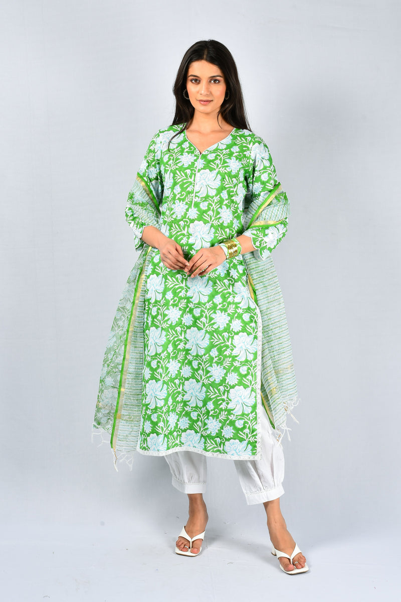 Sabz Bloom Kurta & Dupatta Set