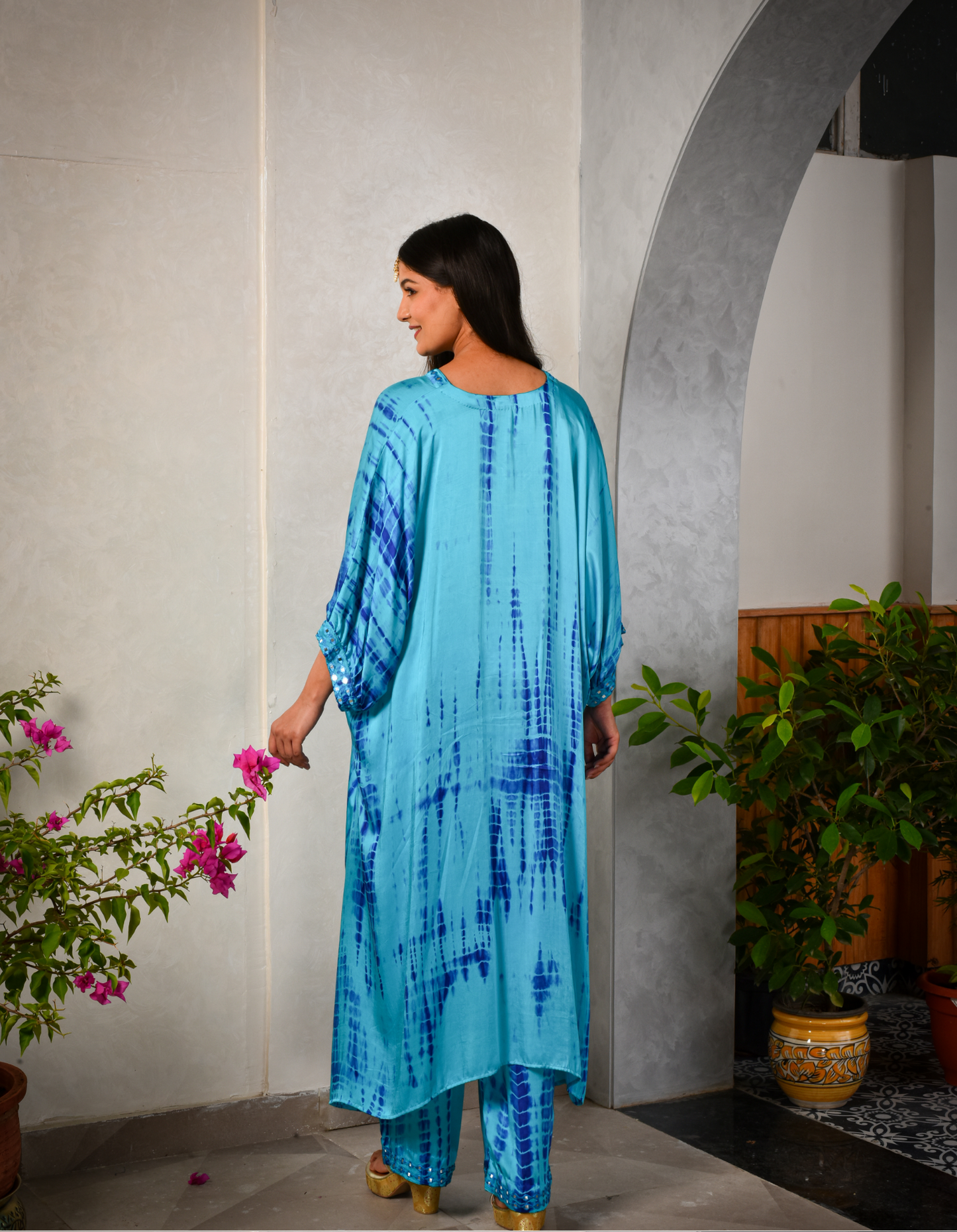 Blue Shibori Kaftan Set