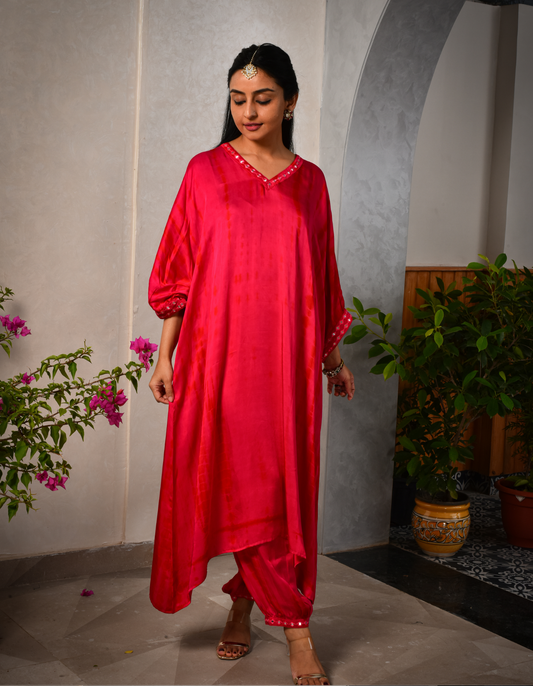 Pink Shibori Kaftan Set