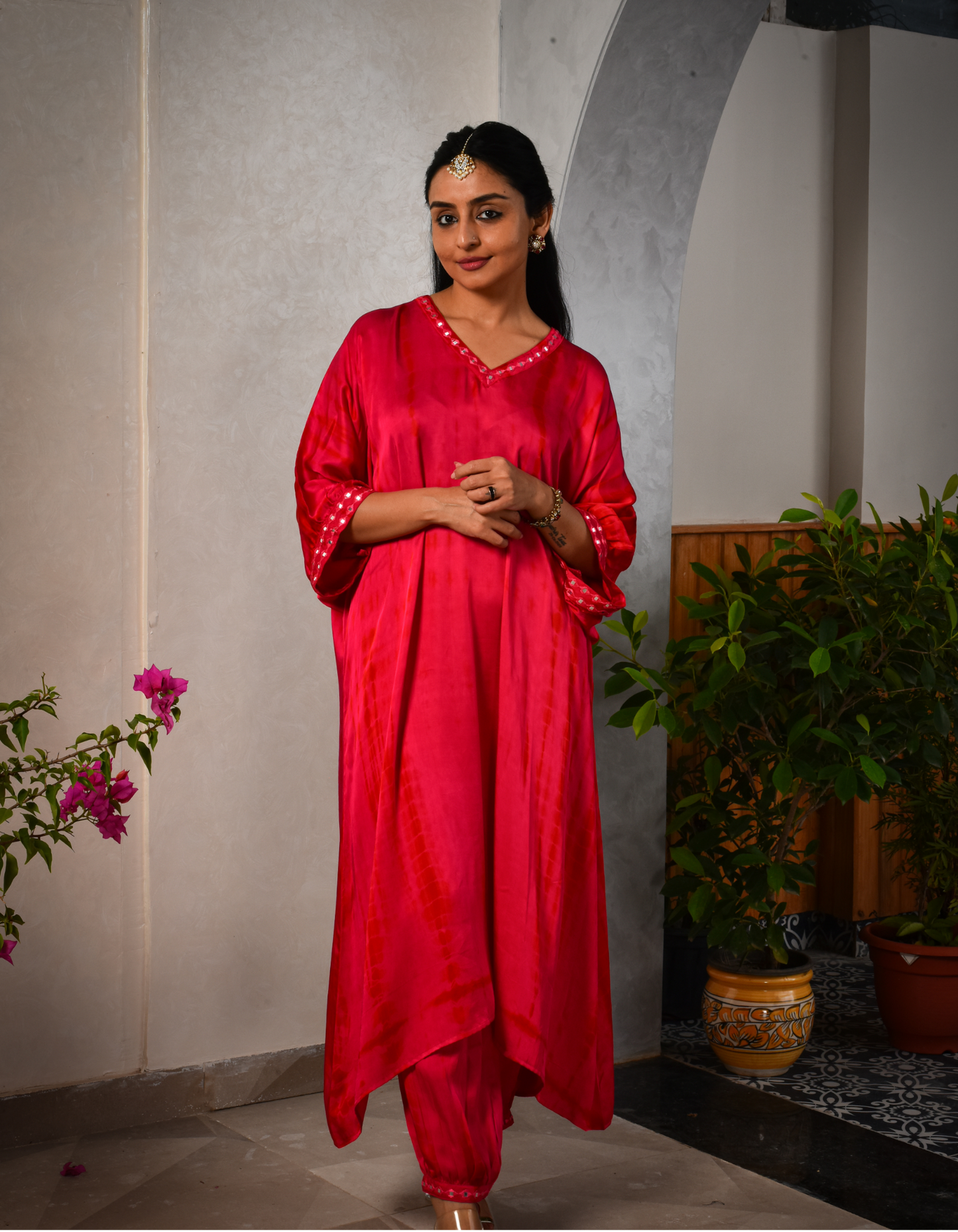 Pink Shibori Kaftan Set