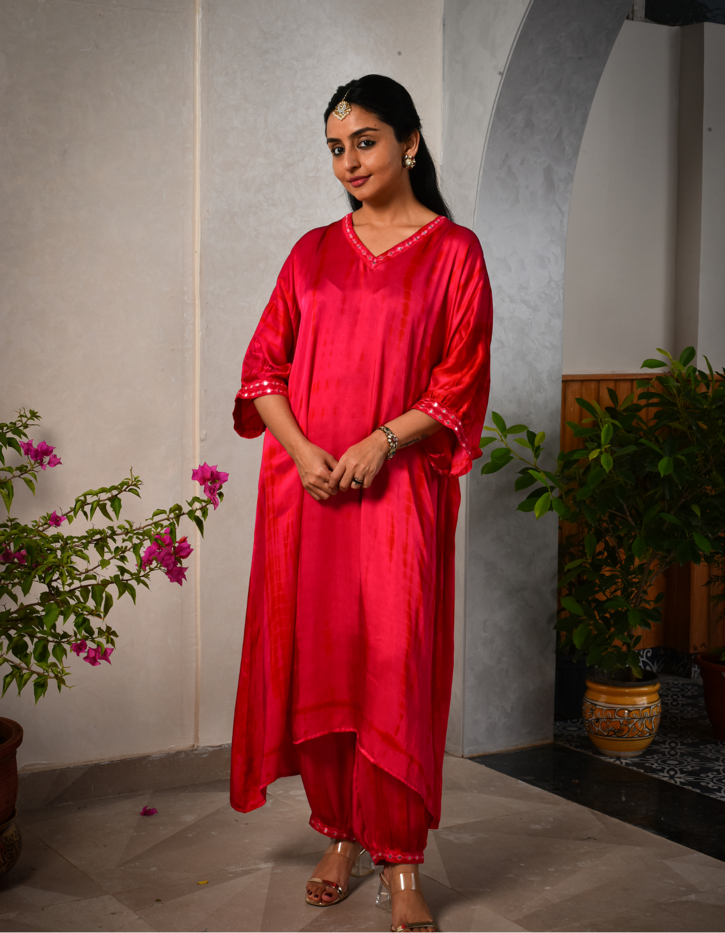 Pink Shibori Kaftan Set
