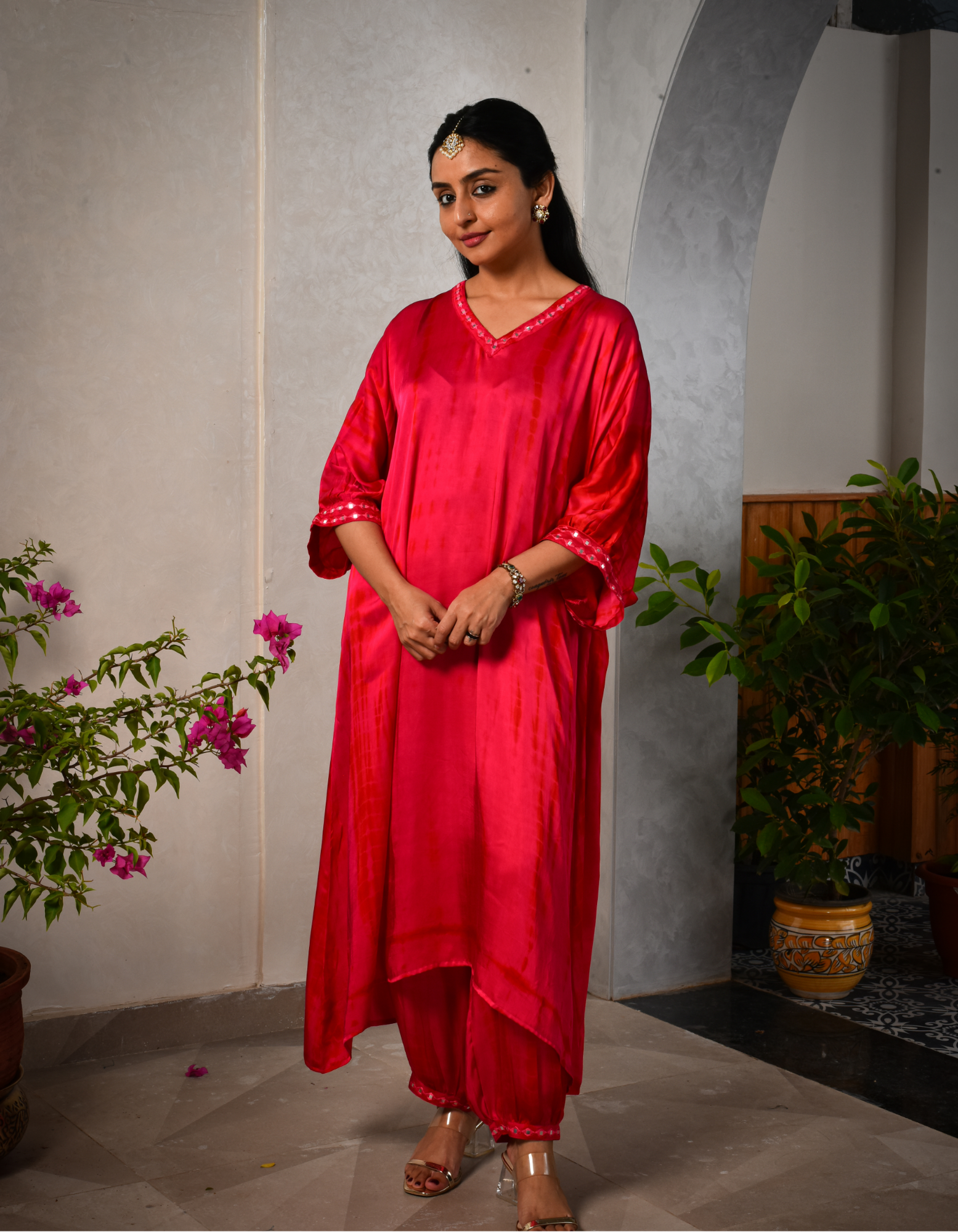 Pink Shibori Kaftan Set