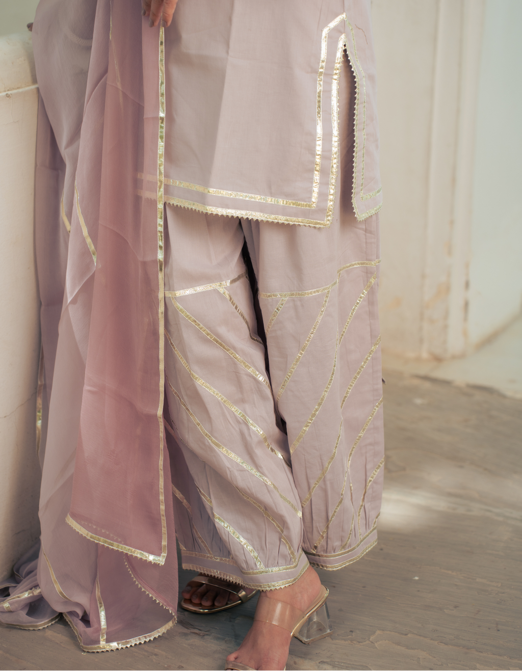 Mauve Gota Farshi Set