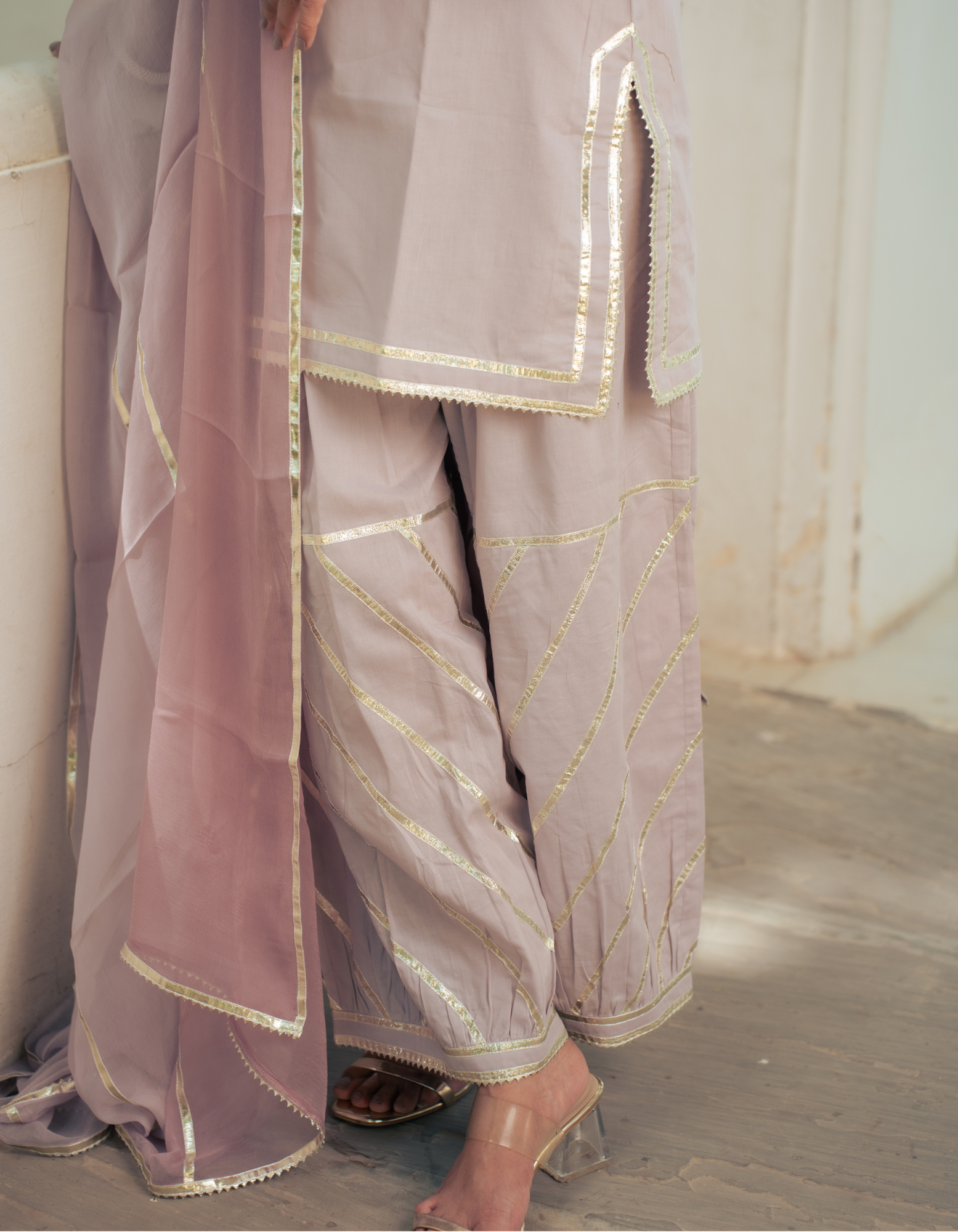 Mauve Gota Farshi Set