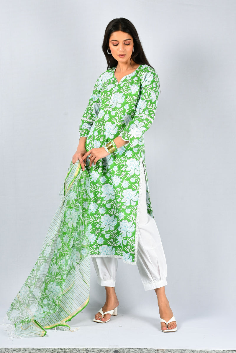 Sabz Bloom Kurta & Dupatta Set