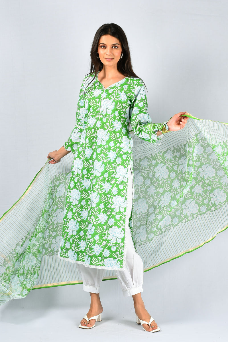 Sabz Bloom Kurta & Dupatta Set