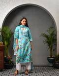 Ira Blue Straight Kurta & Dupatta Set