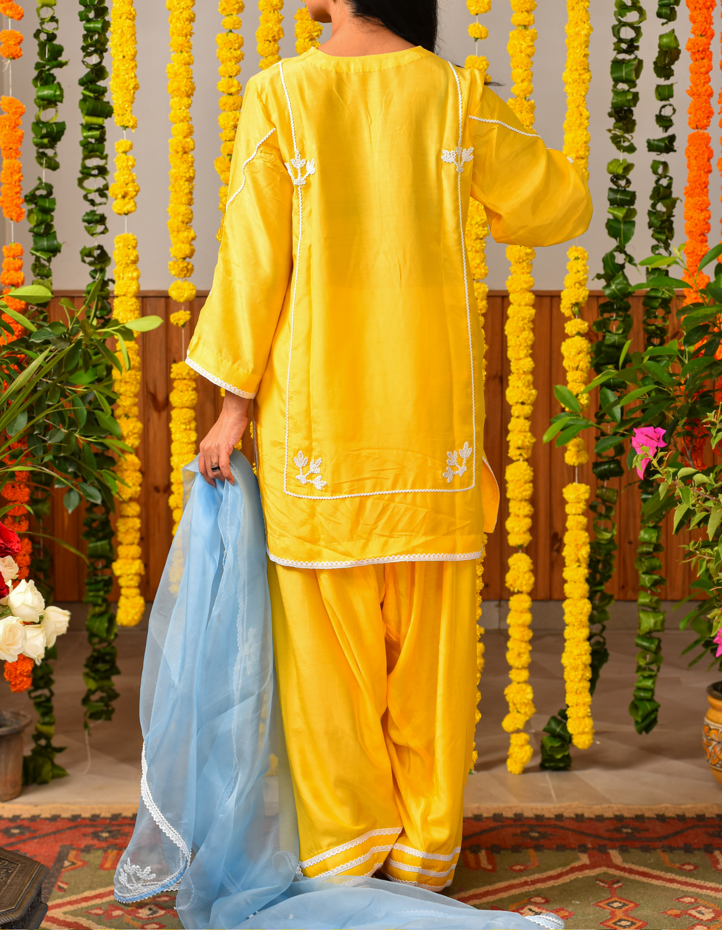 Yellow-Blue Fiza Farshi Set