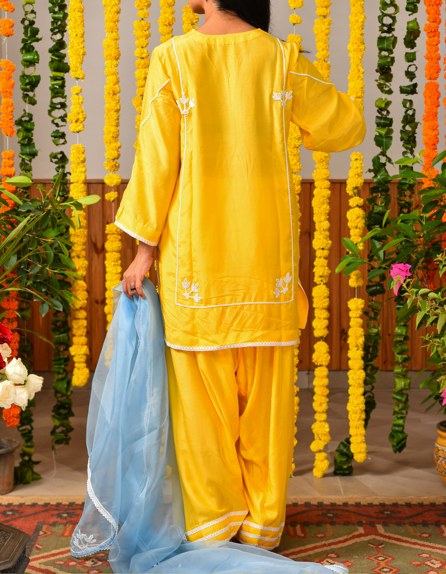 Yellow-Blue Fiza Farshi Set