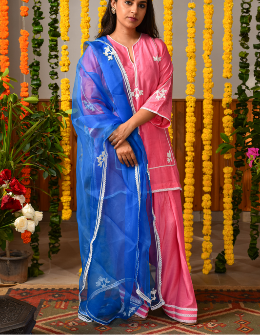 Pink-Blue Fiza Farshi Set
