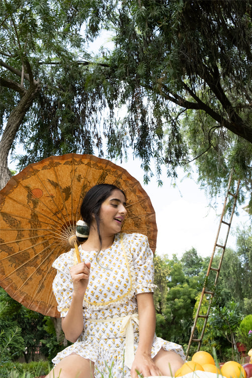 Yellow Bouquet Cotton Skirt