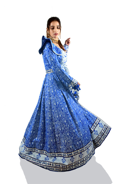 Moroccon Blue Exaggerated Shoulder Coat