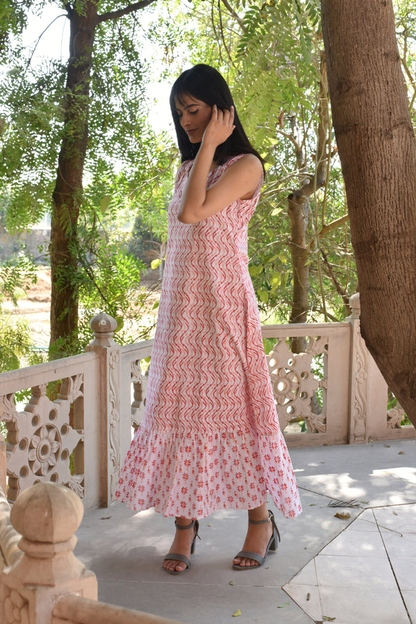 Garden of Peaches Tier Dress Beautiful from Jaipur