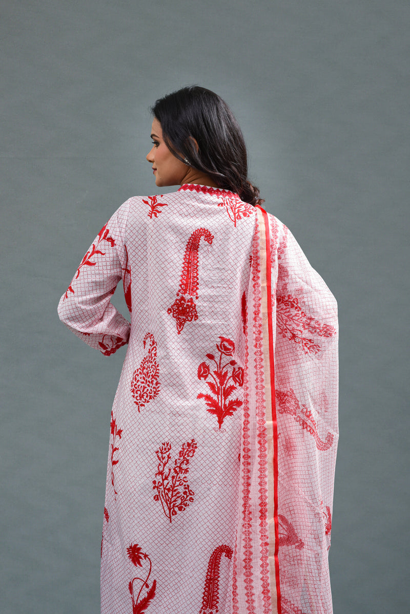 Red Multi Straight Cotton (K&D) Jaykirti Designs